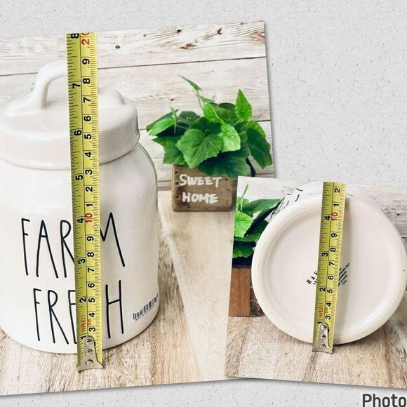 NWT Rae Dunn Gorgeous FARM FRESH White Glossy Ceramic Canister / Cookie Jar - Picture 7 of 12